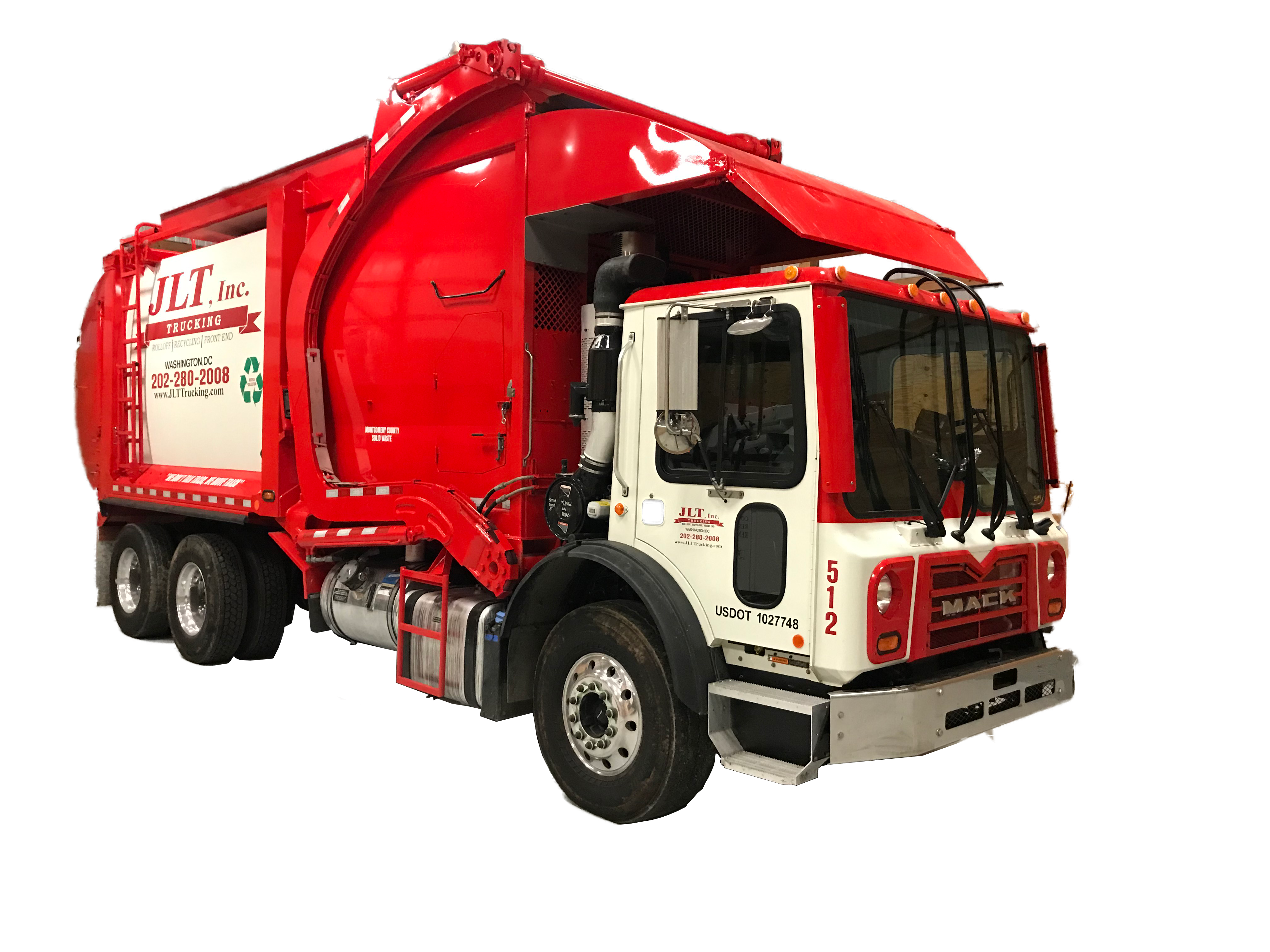link for waste services; Transparent front load truck